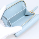 Miu Miu Matelasse Bifold Wallet Leather Light Blue Gold Auth 203339M-26