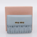 Miu Miu Matelasse Bifold Wallet Leather Light Blue Gold Auth 203339M-12