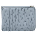 Miu Miu Matelasse Bifold Wallet Leather Light Blue Gold Auth 203339M-2