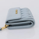 Miu Miu Matelasse Bifold Wallet Leather Light Blue Gold Auth 203339M-3