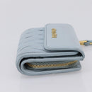 Miu Miu Matelasse Bifold Wallet Leather Light Blue Gold Auth 203339M-4