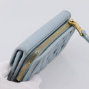 Miu Miu Matelasse Bifold Wallet Leather Light Blue Gold Auth 203339M-5