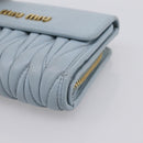 Miu Miu Matelasse Bifold Wallet Leather Light Blue Gold Auth 203339M-7