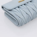 Miu Miu Matelasse Bifold Wallet Leather Light Blue Gold Auth 203339M-14