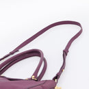 TORY BURCH Hand Bag Leather 2way Purple Gold Tone Auth 203348A-14