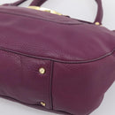 TORY BURCH Hand Bag Leather 2way Purple Gold Tone Auth 203348A-10