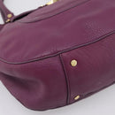 TORY BURCH Hand Bag Leather 2way Purple Gold Tone Auth 203348A-15