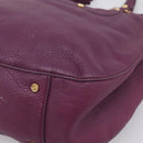 TORY BURCH Hand Bag Leather 2way Purple Gold Tone Auth 203348A-16