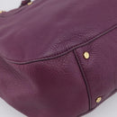 TORY BURCH Hand Bag Leather 2way Purple Gold Tone Auth 203348A-17