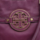 TORY BURCH Hand Bag Leather 2way Purple Gold Tone Auth 203348A-18
