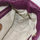 TORY BURCH Hand Bag Leather 2way Purple Gold Tone Auth 203348A-20