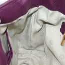 TORY BURCH Hand Bag Leather 2way Purple Gold Tone Auth 203348A-21