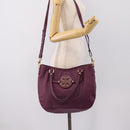 TORY BURCH Hand Bag Leather 2way Purple Gold Tone Auth 203348A-23