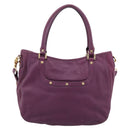 TORY BURCH Hand Bag Leather 2way Purple Gold Tone Auth 203348A-2