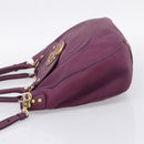 TORY BURCH Hand Bag Leather 2way Purple Gold Tone Auth 203348A-3