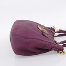 TORY BURCH Hand Bag Leather 2way Purple Gold Tone Auth 203348A-4