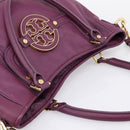 TORY BURCH Hand Bag Leather 2way Purple Gold Tone Auth 203348A-6