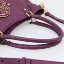 TORY BURCH Hand Bag Leather 2way Purple Gold Tone Auth 203348A-7