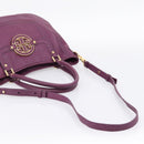TORY BURCH Hand Bag Leather 2way Purple Gold Tone Auth 203348A-9