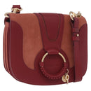 Chloe SeeByChloe Shoulder Bag Suede Red Gold Tone Auth 203350A-1