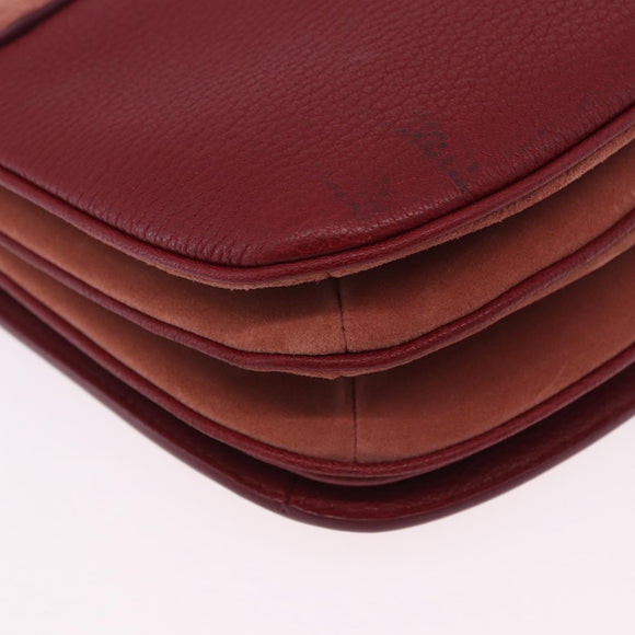 Chloe SeeByChloe Shoulder Bag Suede Red Gold Tone Auth 203350A