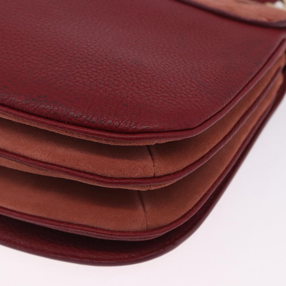 Chloe SeeByChloe Shoulder Bag Suede Red Gold Tone Auth 203350A