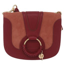 Chloe SeeByChloe Shoulder Bag Suede Red Gold Tone Auth 203350A-13