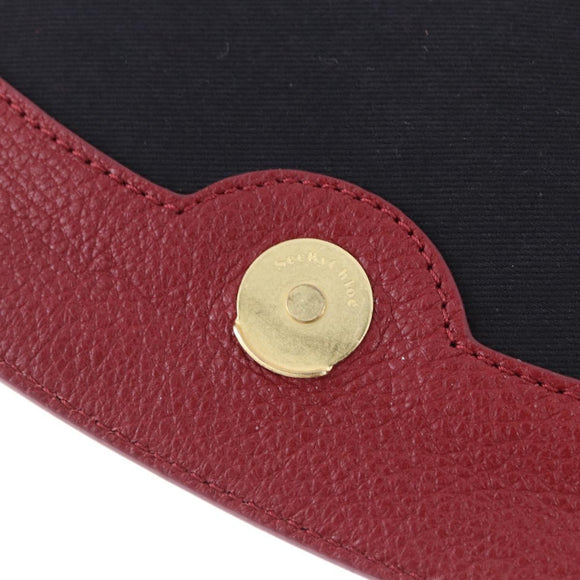 Chloe SeeByChloe Shoulder Bag Suede Red Gold Tone Auth 203350A