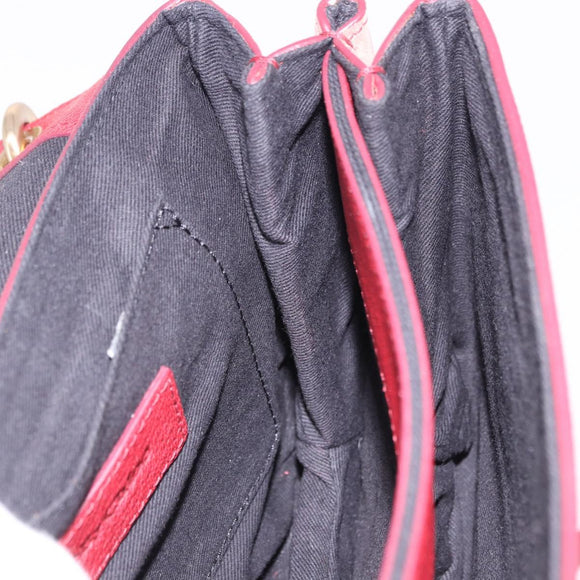 Chloe SeeByChloe Shoulder Bag Suede Red Gold Tone Auth 203350A