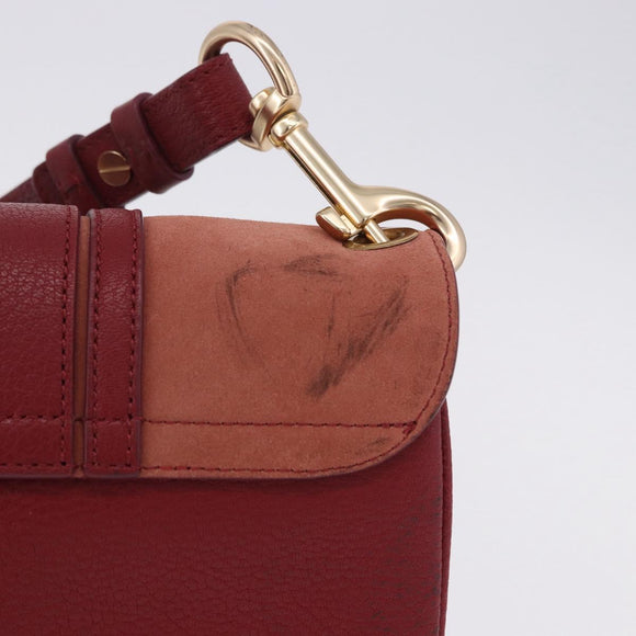 Chloe SeeByChloe Shoulder Bag Suede Red Gold Tone Auth 203350A