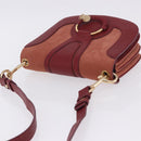 Chloe SeeByChloe Shoulder Bag Suede Red Gold Tone Auth 203350A-7