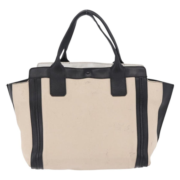 Chloe Alison Tote Bag Leather Ivory Black Auth 203353