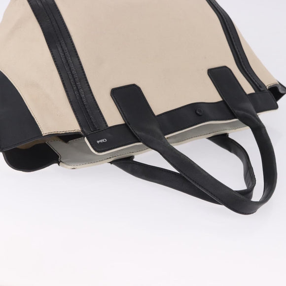 Chloe Alison Tote Bag Leather Ivory Black Auth 203353
