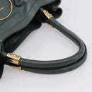 Chloe Victoria Tote Bag Leather Green Gold Tone Auth 203354-7