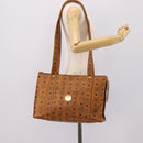 MCM Vicetos Tote Bag PVC Leather Brown Gold Tone Auth 203356-22