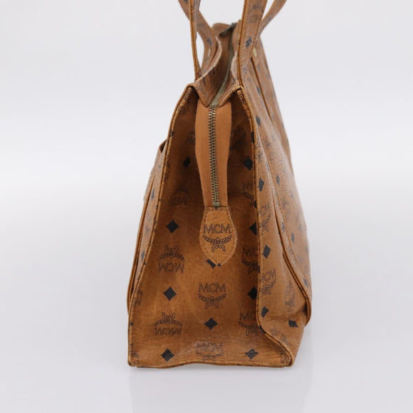 MCM Vicetos Tote Bag PVC Leather Brown Gold Tone Auth 203356