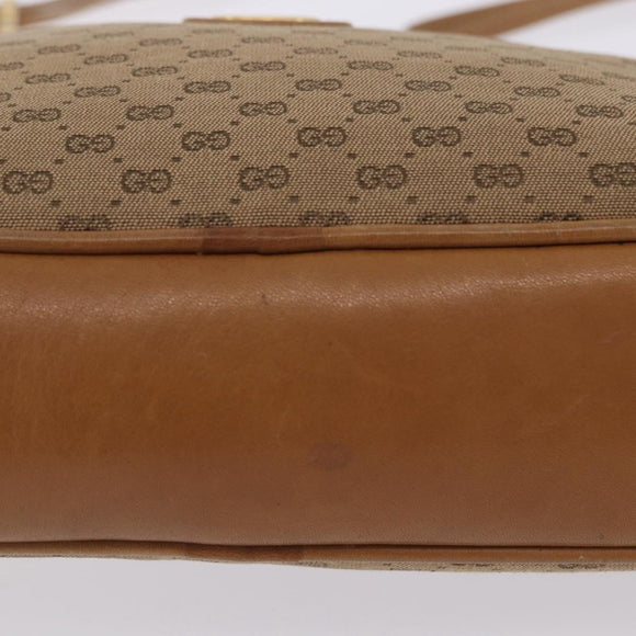 GUCCI Micro GG Canvas Shoulder Bag Beige Gold Tone 001 261 1055 Auth 203357