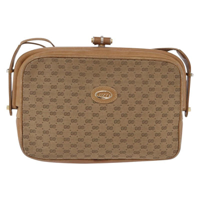 GUCCI Micro GG Canvas Shoulder Bag Beige Gold Tone 001 261 1055 Auth 203357 - 0