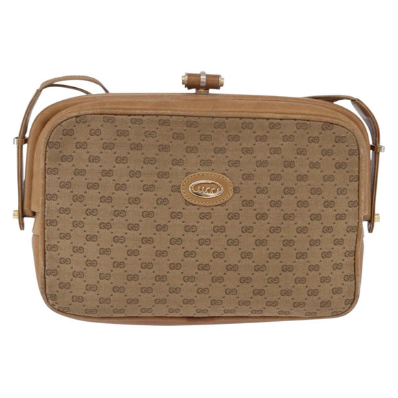 GUCCI Micro GG Canvas Shoulder Bag Beige Gold Tone 001 261 1055 Auth 203357