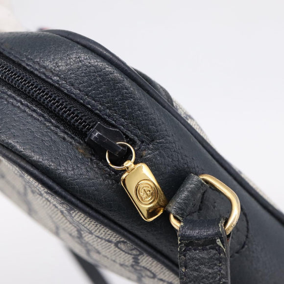 GUCCI GG Supreme Sherry Line Shoulder Bag PVC Navy Gold 116 02 089 Auth 203358