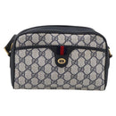 GUCCI GG Supreme Sherry Line Shoulder Bag PVC Navy Gold 116 02 089 Auth 203358-2