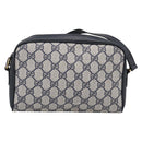 GUCCI GG Supreme Sherry Line Shoulder Bag PVC Navy Gold 116 02 089 Auth 203358-3