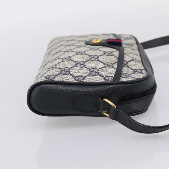 GUCCI GG Supreme Sherry Line Shoulder Bag PVC Navy Gold 116 02 089 Auth 203358