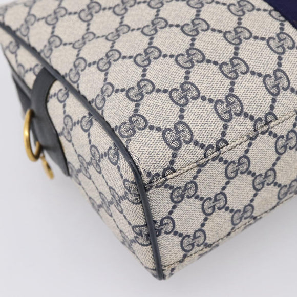 GUCCI GG Supreme Sherry Line Hand Bag PVC Navy Gold Tone 67 02 3839 Auth 203359