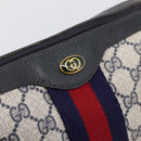 GUCCI GG Supreme Sherry Line Hand Bag PVC Navy Gold Tone 67 02 3839 Auth 203359-15