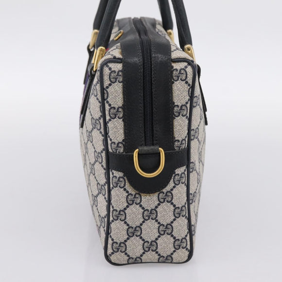 GUCCI GG Supreme Sherry Line Hand Bag PVC Navy Gold Tone 67 02 3839 Auth 203359