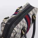 GUCCI GG Supreme Sherry Line Hand Bag PVC Navy Gold Tone 67 02 3839 Auth 203359-6