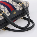 GUCCI GG Supreme Sherry Line Hand Bag PVC Navy Gold Tone 67 02 3839 Auth 203359-7