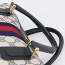 GUCCI GG Supreme Sherry Line Hand Bag PVC Navy Gold Tone 67 02 3839 Auth 203359-8