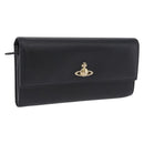 Vivienne Westwood Long Wallet Leather Black Gold Tone Auth 203366A-1